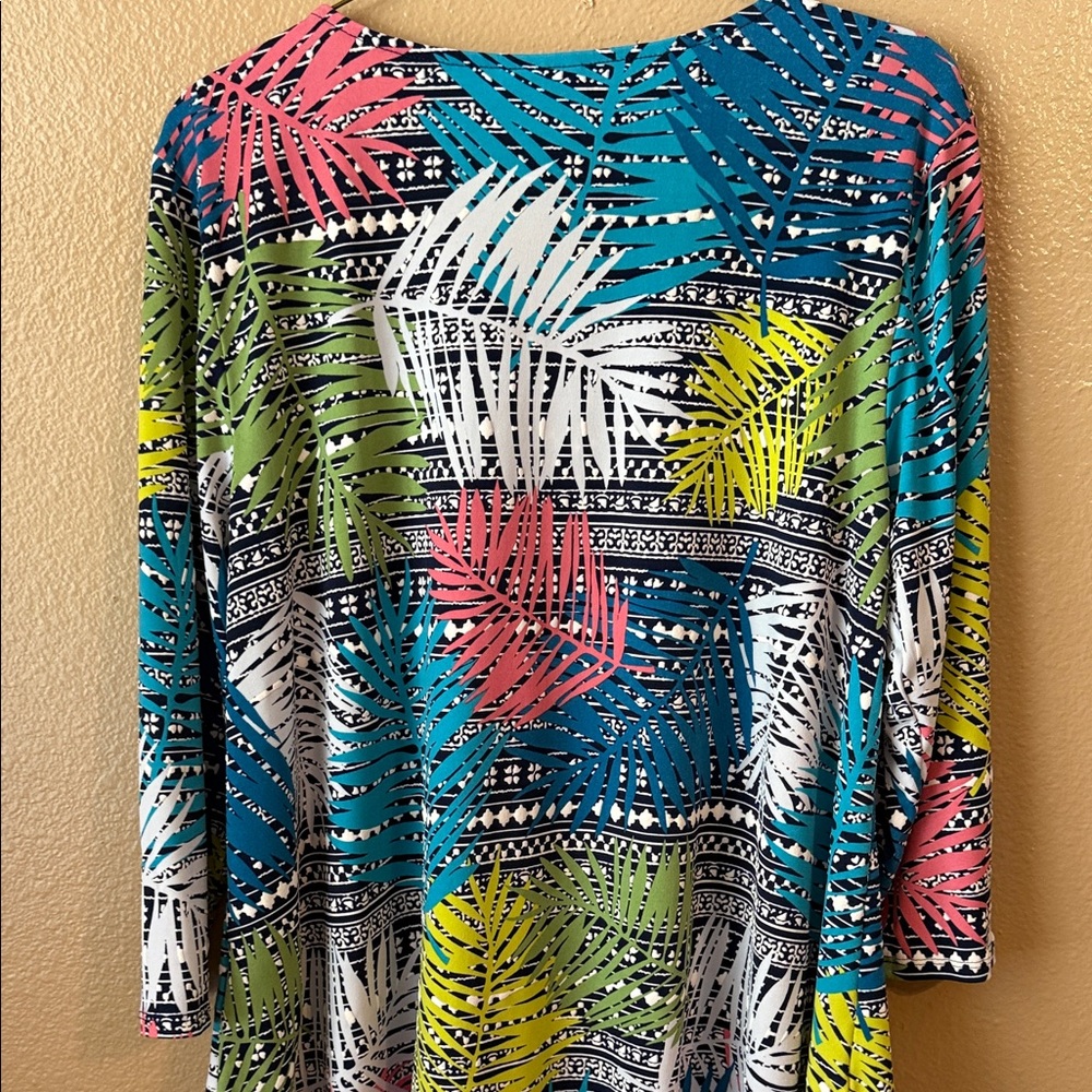 Ruby Rd. Vibrant Tropical Leaf Blouse - image 5